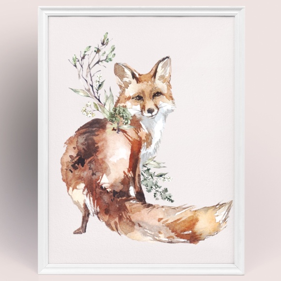 Watercolor Fox Wall Art Print Poster Illustration Unframed - Picture 3 of 10
